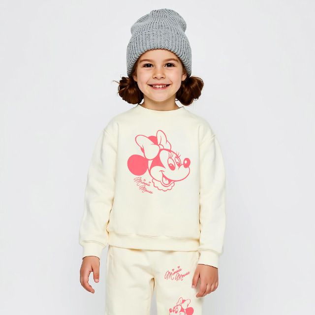 【ベビードール】ミニー キャラクター セットアップ 1204K / ベビーサイズ キッズ トップス ボトムス 長袖 長ズボン クルーネック スウェット 2点セット 上下セット コーデセット 楽ちん
