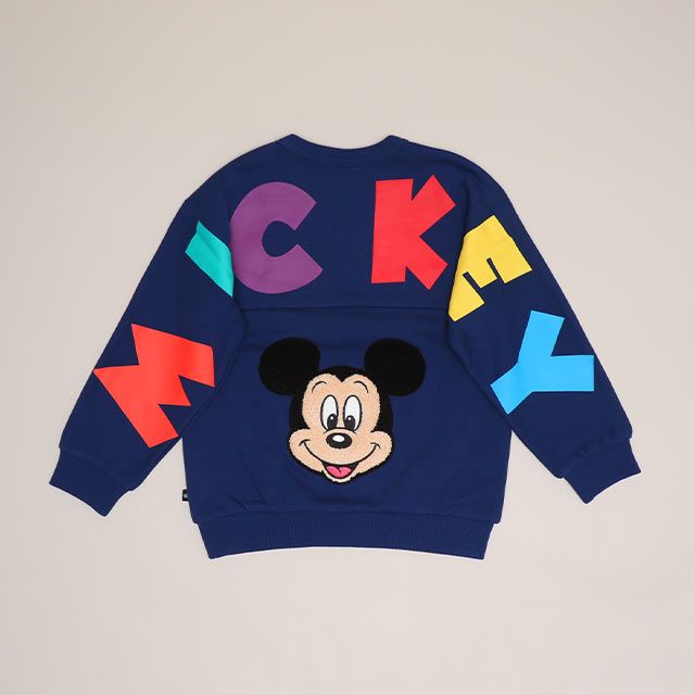 【ベビードール】ミッキー バックBIGロゴトレーナー 1205K / ベビーサイズ キッズ トップス 長袖 プルオーバー スウェット サガラ刺繍 バックロゴ
