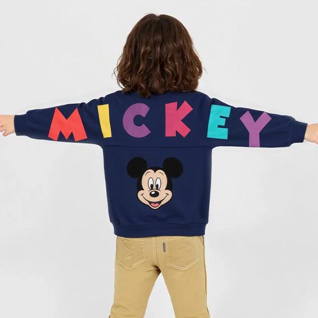 【ベビードール】ミッキー バックBIGロゴトレーナー 1205K / ベビーサイズ キッズ トップス 長袖 プルオーバー スウェット サガラ刺繍 バックロゴ