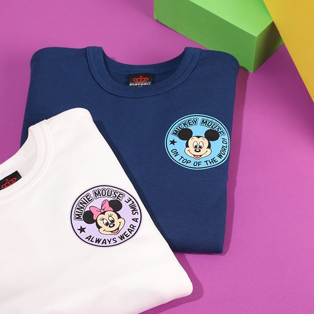 【ベビードール】ミニー バックBIGロゴトレーナー 1205K / ベビーサイズ キッズ トップス 長袖 プルオーバー スウェット サガラ刺繍 バックロゴ