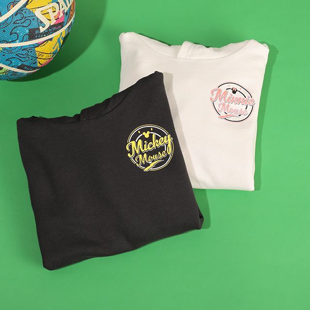 【ベビードール】ミッキー 親子お揃い バックロゴパーカー 1206K / ベビーサイズ キッズ トップス 長袖 リンクコーデ ペアルック 親子コーデ プルオーバー スウェット フーディ バックロゴ