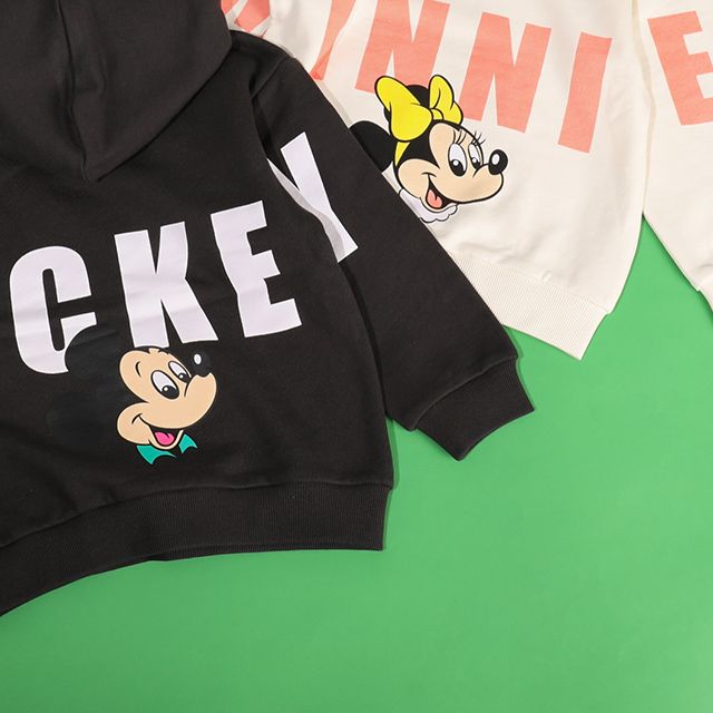 【ベビードール】ミッキー 親子お揃い バックロゴパーカー 1206K / ベビーサイズ キッズ トップス 長袖 リンクコーデ ペアルック 親子コーデ プルオーバー スウェット フーディ バックロゴ