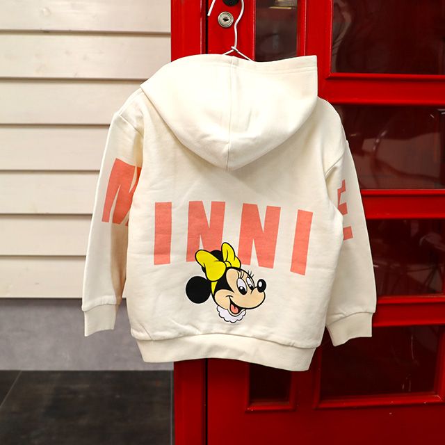 【ベビードール】ミニー 親子お揃い バックロゴパーカー 1206K / ベビーサイズ キッズ トップス 長袖 リンクコーデ ペアルック 親子コーデ プルオーバー スウェット フーディ バックロゴ