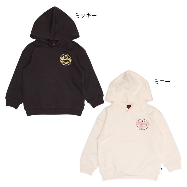 【ベビードール】ミニー 親子お揃い バックロゴパーカー 1206K / ベビーサイズ キッズ トップス 長袖 リンクコーデ ペアルック 親子コーデ プルオーバー スウェット フーディ バックロゴ