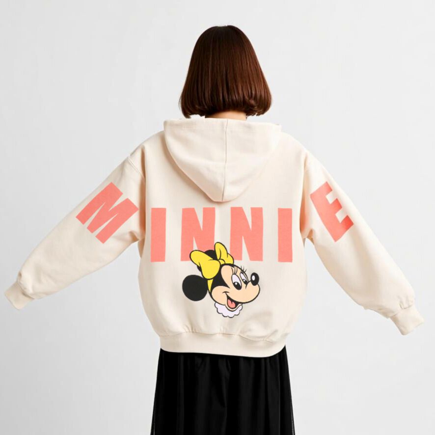 【ベビードール】ミニー 親子お揃い バックロゴパーカー 1206A / 大人 ユニセックス 男女兼用 トップス 長袖 リンクコーデ ペアルック 親子コーデ プルオーバー スウェット フーディ バックロゴ