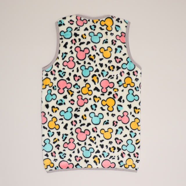 【ベビードール】ミッキー アニマル総柄着る毛布 1207K / 50cm-130cm ベビーサイズ キッズ フリースベスト ジレ アニマル柄 ヒョウ柄 お部屋着 寝間着 あったか シャギーボア素材 もこもこ 防寒 寝冷え対策