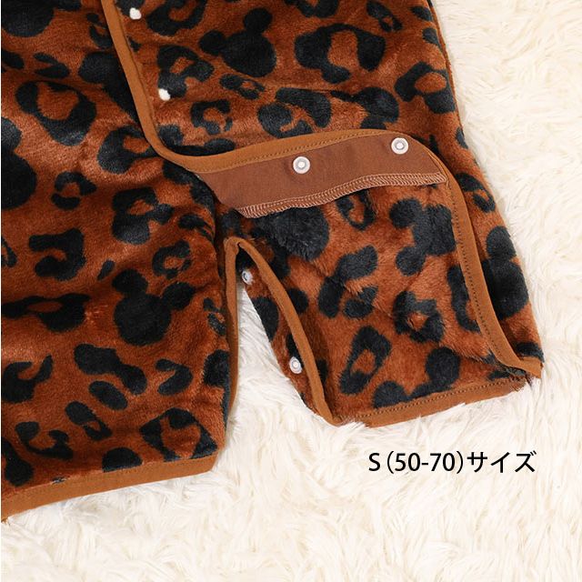 【ベビードール】ミッキー アニマル総柄着る毛布 1207K / 50cm-130cm ベビーサイズ キッズ フリースベスト ジレ アニマル柄 ヒョウ柄 お部屋着 寝間着 あったか シャギーボア素材 もこもこ 防寒 寝冷え対策