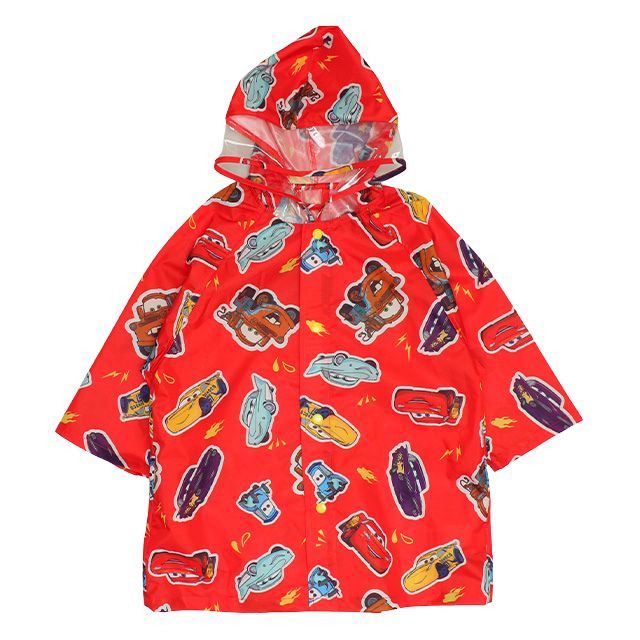 【ベビードール】カーズ 【撥水】キャラクター レインコート 1212K (ランドセル対応/収納袋付) / ベビーサイズ キッズ S(80-90cm) M(100-110cm) L(120-130cm) 雨具 レイングッズ 羽織り 撥水 フードに透明窓付き ランドセルが背負える