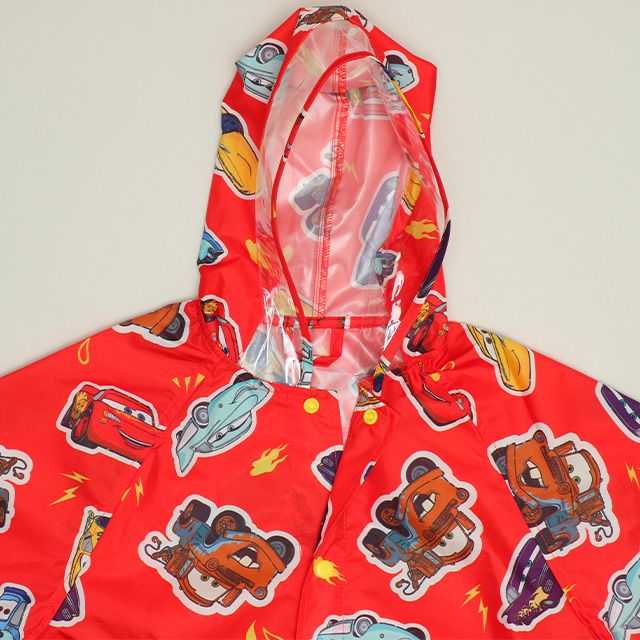 【ベビードール】カーズ 【撥水】キャラクター レインコート 1212K (ランドセル対応/収納袋付) / ベビーサイズ キッズ S(80-90cm) M(100-110cm) L(120-130cm) 雨具 レイングッズ 羽織り 撥水 フードに透明窓付き ランドセルが背負える