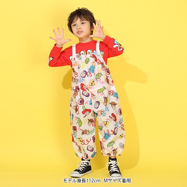 【ベビードール】トイストーリー キャラクター プレイウェア 1211K (収納袋付) / ベビーサイズ キッズ S(80-90cm) M(100-110cm) 軽量 オーバーオール サロペット 汚れてもいい服 撥水加工 収納ポーチ付き