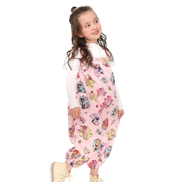 【ベビードール】プリンセス キャラクター プレイウェア 1211K (収納袋付) / ベビーサイズ キッズ S(80-90cm) M(100-110cm) 軽量 オーバーオール サロペット 汚れてもいい服 撥水加工 収納ポーチ付き