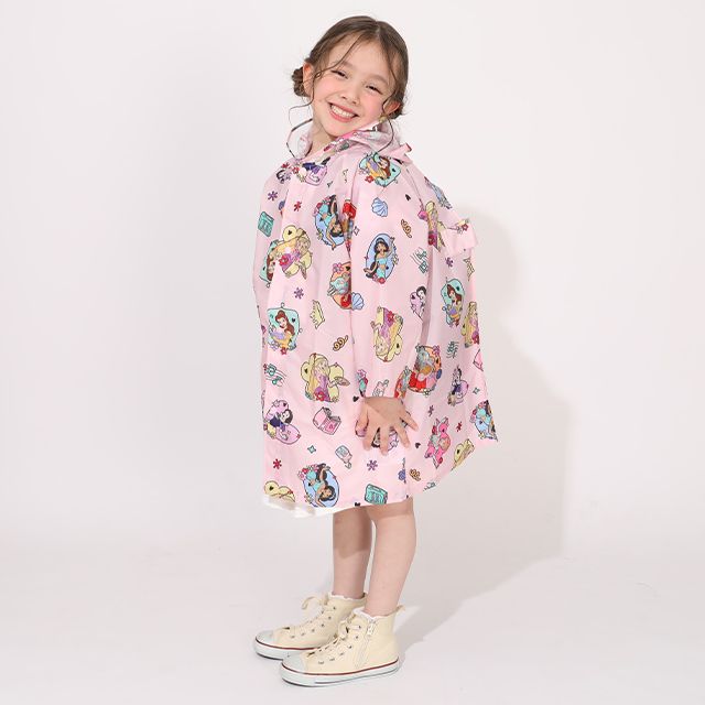 【ベビードール】プリンセス 【撥水】キャラクター レインコート 1212K (ランドセル対応/収納袋付) / ベビーサイズ キッズ S(80-90cm) M(100-110cm) L(120-130cm) 雨具 レイングッズ 羽織り 撥水 フードに透明窓付き ランドセルが背負える