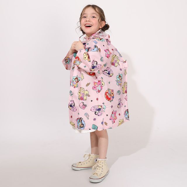 【ベビードール】プリンセス 【撥水】キャラクター レインコート 1212K (ランドセル対応/収納袋付) / ベビーサイズ キッズ S(80-90cm) M(100-110cm) L(120-130cm) 雨具 レイングッズ 羽織り 撥水 フードに透明窓付き ランドセルが背負える