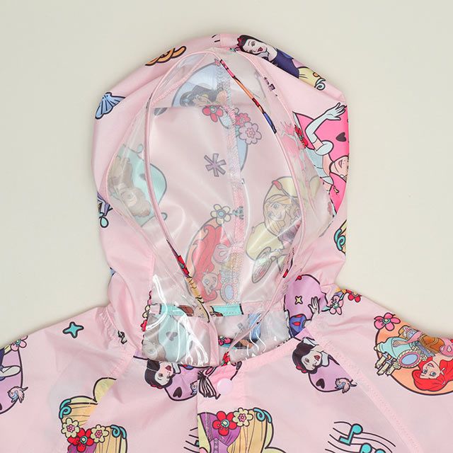 【ベビードール】プリンセス 【撥水】キャラクター レインコート 1212K (ランドセル対応/収納袋付) / ベビーサイズ キッズ S(80-90cm) M(100-110cm) L(120-130cm) 雨具 レイングッズ 羽織り 撥水 フードに透明窓付き ランドセルが背負える