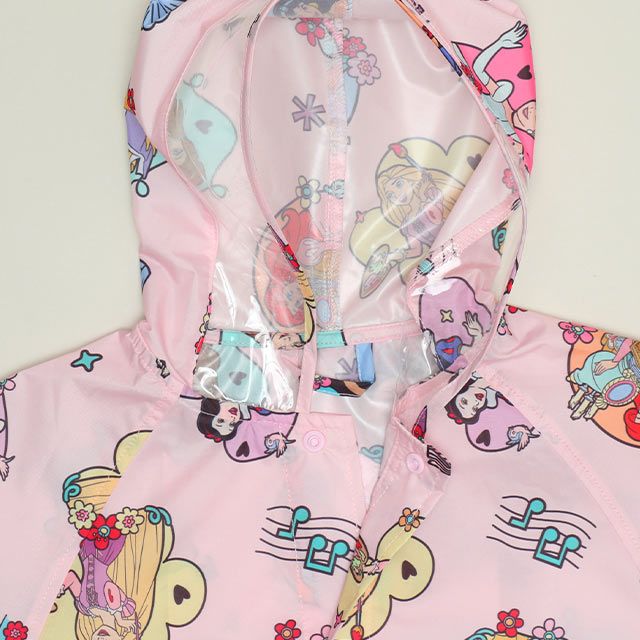 【ベビードール】プリンセス 【撥水】キャラクター レインコート 1212K (ランドセル対応/収納袋付) / ベビーサイズ キッズ S(80-90cm) M(100-110cm) L(120-130cm) 雨具 レイングッズ 羽織り 撥水 フードに透明窓付き ランドセルが背負える