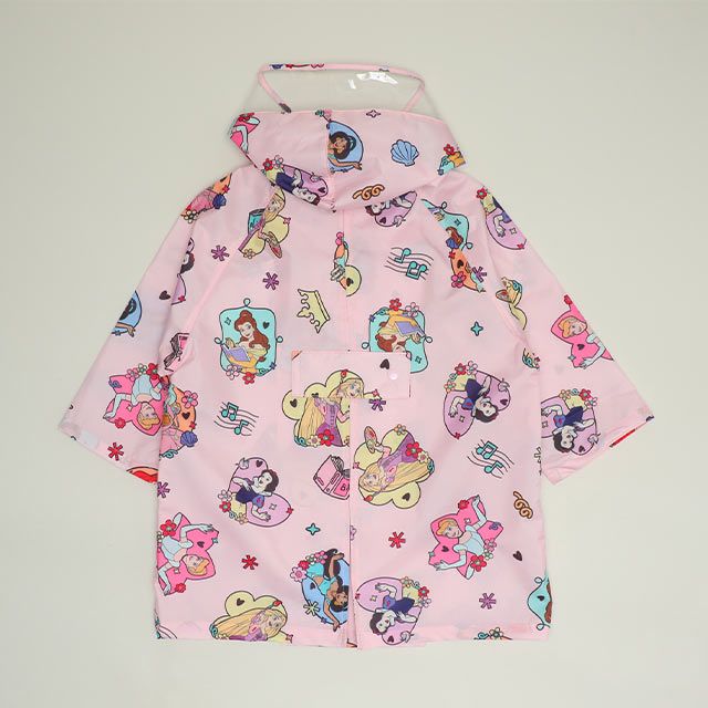 【ベビードール】プリンセス 【撥水】キャラクター レインコート 1212K (ランドセル対応/収納袋付) / ベビーサイズ キッズ S(80-90cm) M(100-110cm) L(120-130cm) 雨具 レイングッズ 羽織り 撥水 フードに透明窓付き ランドセルが背負える