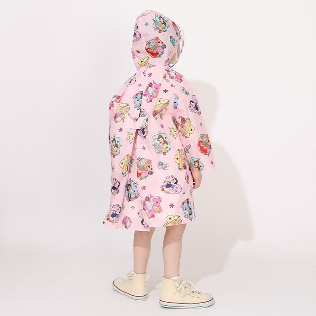 【ベビードール】プリンセス 【撥水】キャラクター レインコート 1212K (ランドセル対応/収納袋付) / ベビーサイズ キッズ S(80-90cm) M(100-110cm) L(120-130cm) 雨具 レイングッズ 羽織り 撥水 フードに透明窓付き ランドセルが背負える
