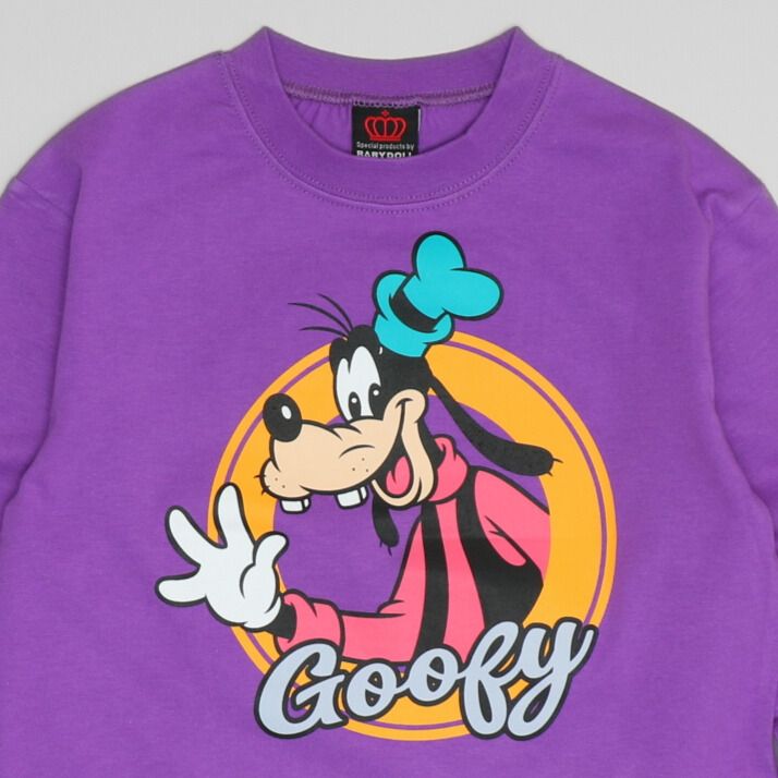 【ベビードール】グーフィー 親子お揃い BIGキャラクターロンT 1245K / ベビーサイズ キッズ トップス 長袖 Tシャツ クルーネック カットソー リンクコーデ ペアルック 親子コーデ 天竺素材