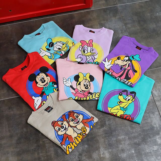 【ベビードール】グーフィー 親子お揃い BIGキャラクターロンT 1245K / ベビーサイズ キッズ トップス 長袖 Tシャツ クルーネック カットソー リンクコーデ ペアルック 親子コーデ 天竺素材