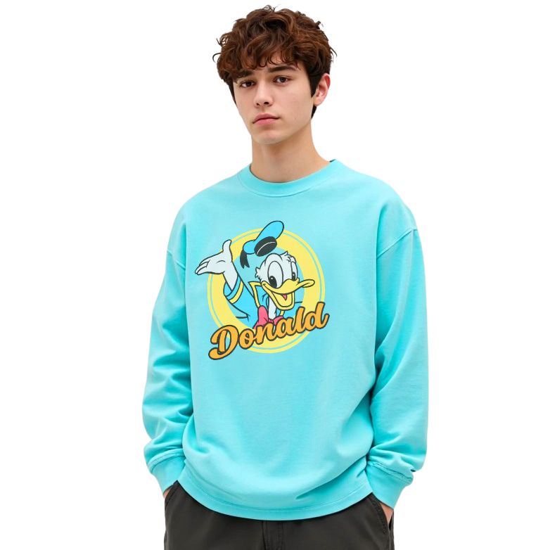 【ベビードール】ドナルド 親子お揃い BIGキャラクターロンT 1245A / 大人 ユニセックス 男女兼用 トップス 長袖 Tシャツ クルーネック カットソー リンクコーデ ペアルック 親子コーデ 天竺素材