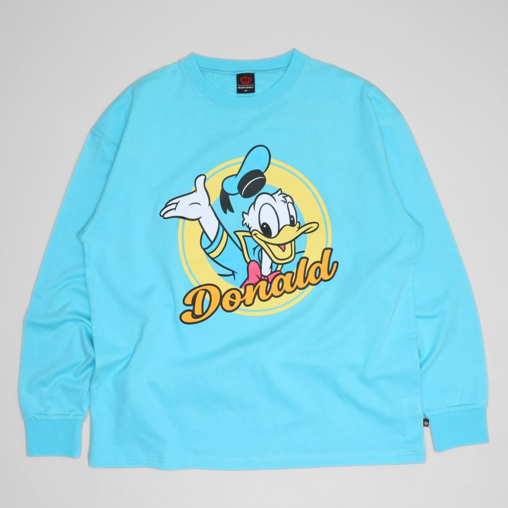 【ベビードール】ドナルド 親子お揃い BIGキャラクターロンT 1245A / 大人 ユニセックス 男女兼用 トップス 長袖 Tシャツ クルーネック カットソー リンクコーデ ペアルック 親子コーデ 天竺素材