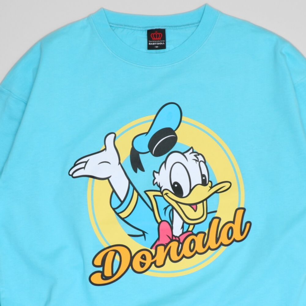 【ベビードール】ドナルド 親子お揃い BIGキャラクターロンT 1245A / 大人 ユニセックス 男女兼用 トップス 長袖 Tシャツ クルーネック カットソー リンクコーデ ペアルック 親子コーデ 天竺素材