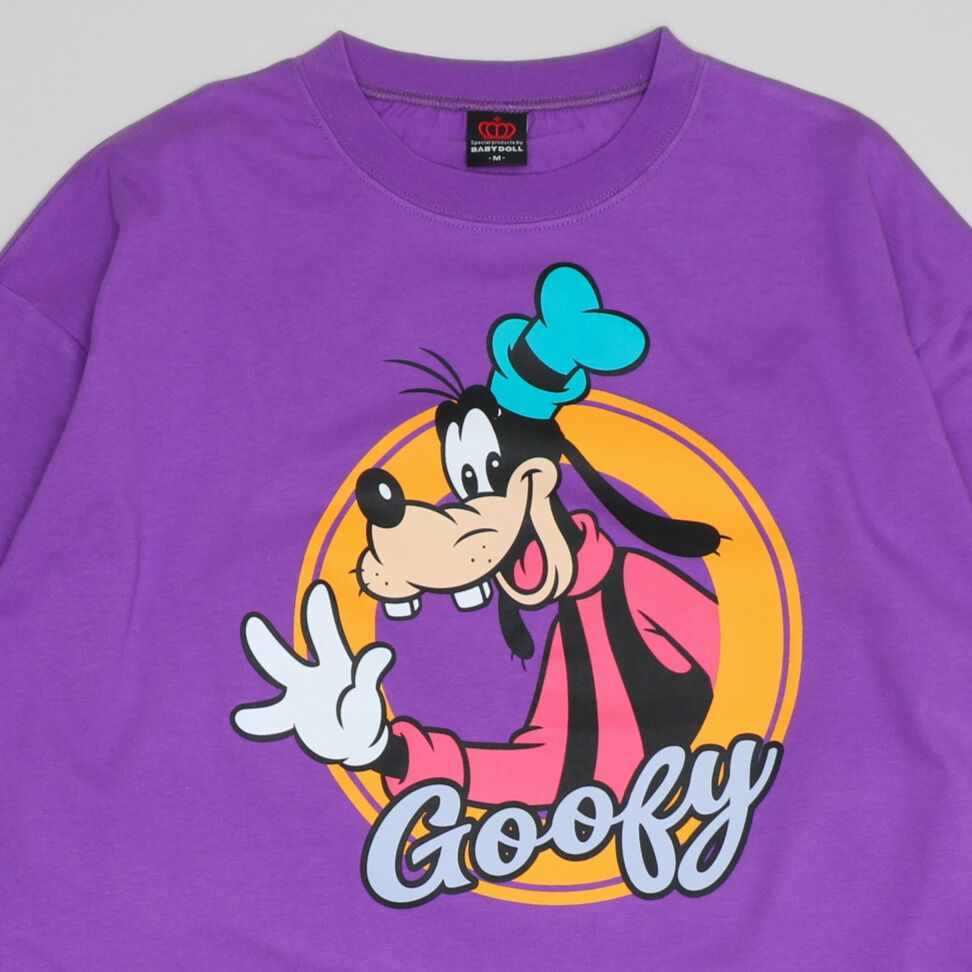 【ベビードール】グーフィー 親子お揃い BIGキャラクターロンT 1245A / 大人 ユニセックス 男女兼用 トップス 長袖 Tシャツ クルーネック カットソー リンクコーデ ペアルック 親子コーデ 天竺素材