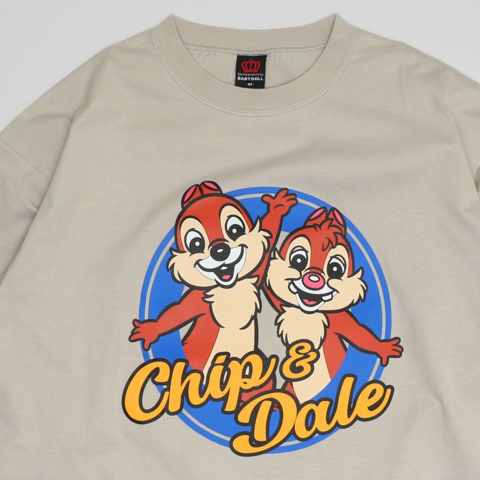 【ベビードール】チップ デール 親子お揃い BIGキャラクターロンT 1245A / 大人 ユニセックス 男女兼用 トップス 長袖 Tシャツ クルーネック カットソー リンクコーデ ペアルック 親子コーデ 天竺素材