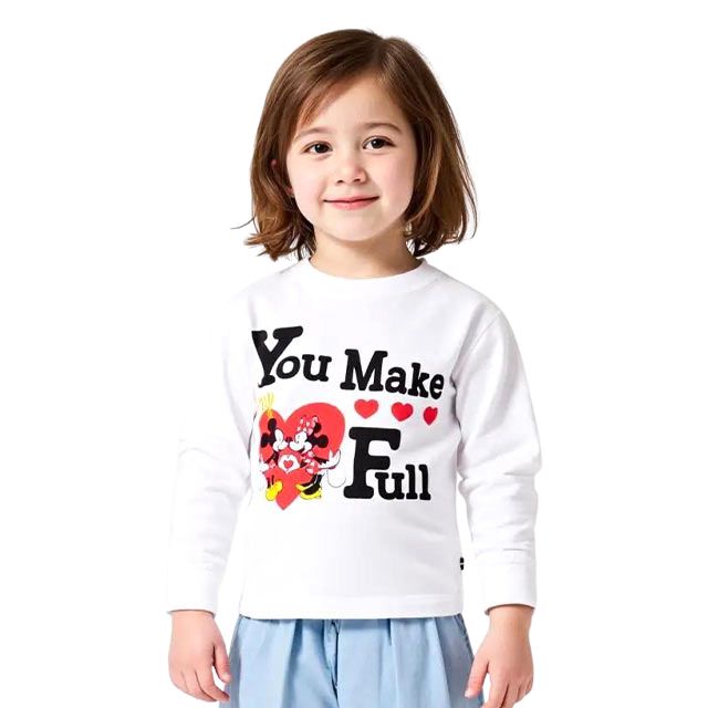 【ベビードール】ミッキー ミニー ハートキャラクターロンT 1246K / ベビーサイズ キッズ 男女共用 ユニセックス トップス 長袖 Tシャツ クルーネック カットソー
