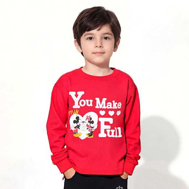 【ベビードール】ミッキー ミニー ハートキャラクターロンT 1246K / ベビーサイズ キッズ 男女共用 ユニセックス トップス 長袖 Tシャツ クルーネック カットソー