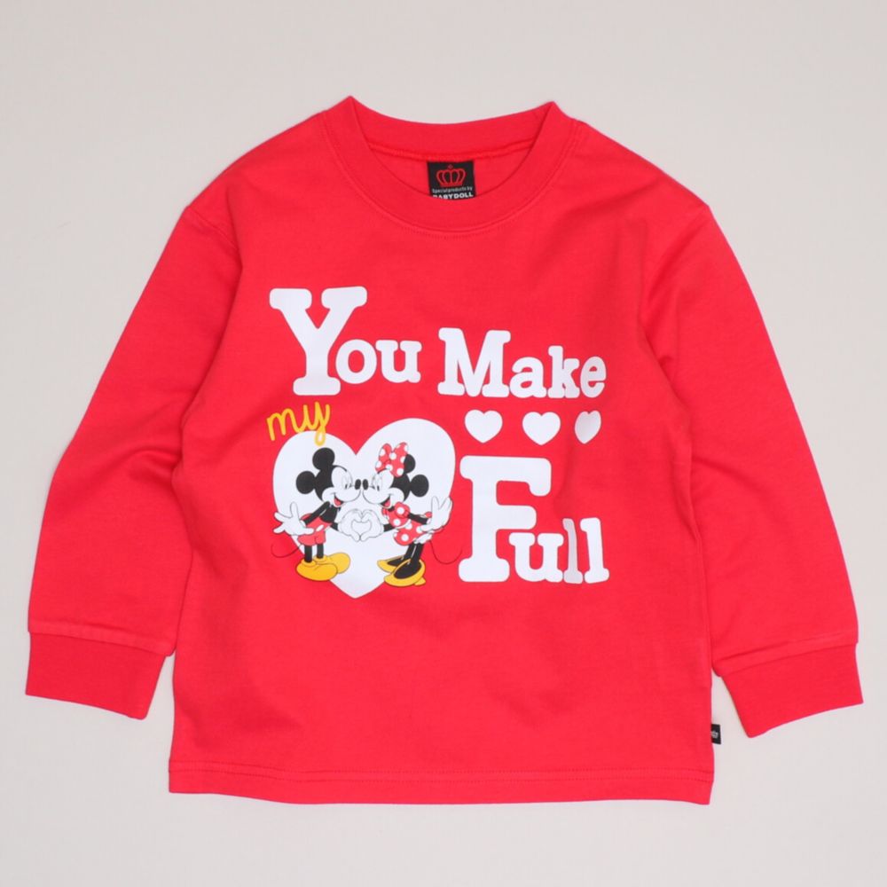 【ベビードール】ミッキー ミニー ハートキャラクターロンT 1246K / ベビーサイズ キッズ 男女共用 ユニセックス トップス 長袖 Tシャツ クルーネック カットソー