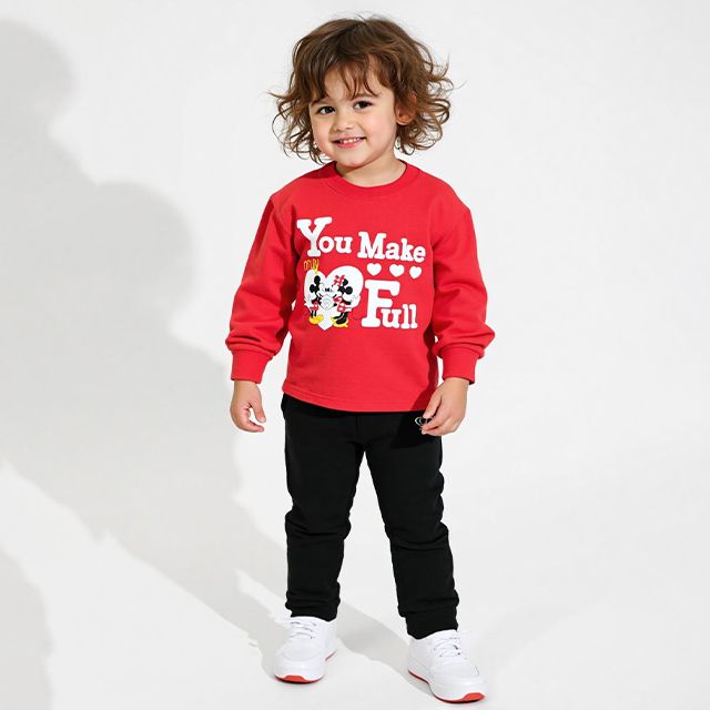 【ベビードール】ミッキー ミニー ハートキャラクターロンT 1246K / ベビーサイズ キッズ 男女共用 ユニセックス トップス 長袖 Tシャツ クルーネック カットソー