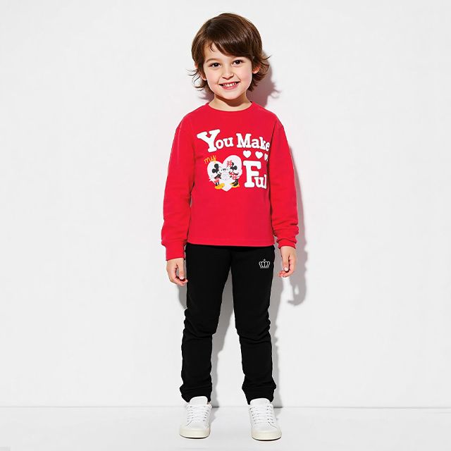 【ベビードール】ミッキー ミニー ハートキャラクターロンT 1246K / ベビーサイズ キッズ 男女共用 ユニセックス トップス 長袖 Tシャツ クルーネック カットソー