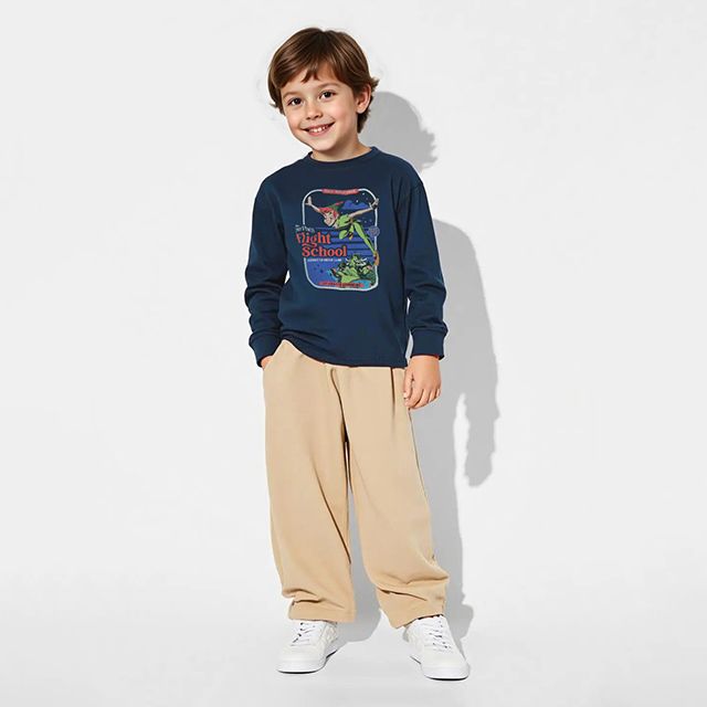 【ベビードール】ピーターパン ロンT 1248K / ベビーサイズ キッズ トップス 長袖 Tシャツ クルーネック カットソー パークコーデ ゴールド箔プリント 天竺素材