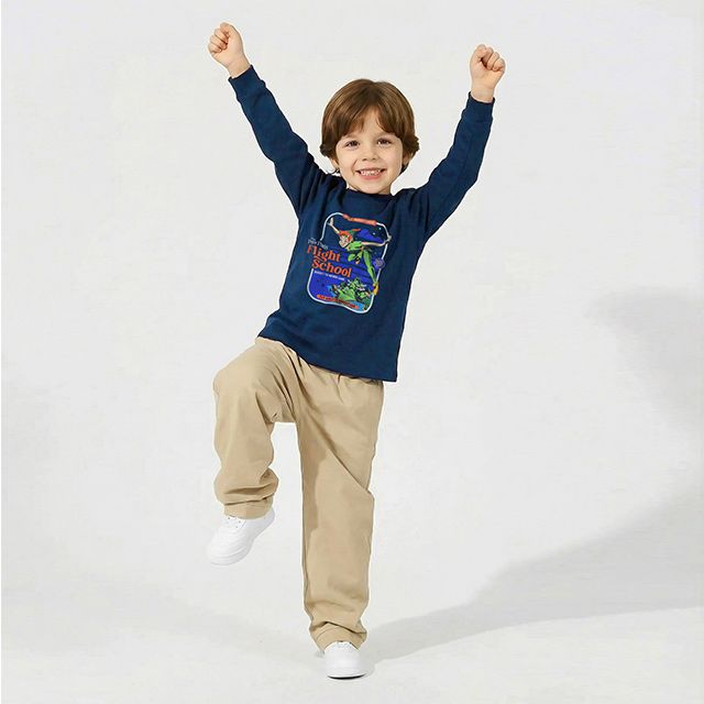 【ベビードール】ピーターパン ロンT 1248K / ベビーサイズ キッズ トップス 長袖 Tシャツ クルーネック カットソー パークコーデ ゴールド箔プリント 天竺素材