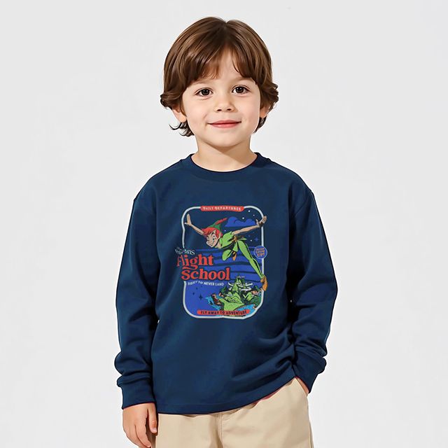 【ベビードール】ピーターパン ロンT 1248K / ベビーサイズ キッズ トップス 長袖 Tシャツ クルーネック カットソー パークコーデ ゴールド箔プリント 天竺素材