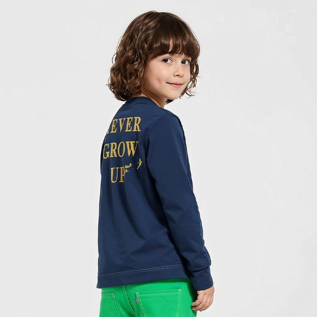 【ベビードール】ピーターパン ロンT 1248K / ベビーサイズ キッズ トップス 長袖 Tシャツ クルーネック カットソー パークコーデ ゴールド箔プリント 天竺素材