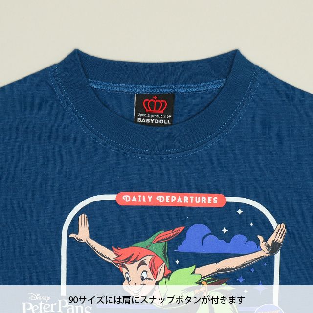 【ベビードール】ピーターパン ロンT 1248K / ベビーサイズ キッズ トップス 長袖 Tシャツ クルーネック カットソー パークコーデ ゴールド箔プリント 天竺素材