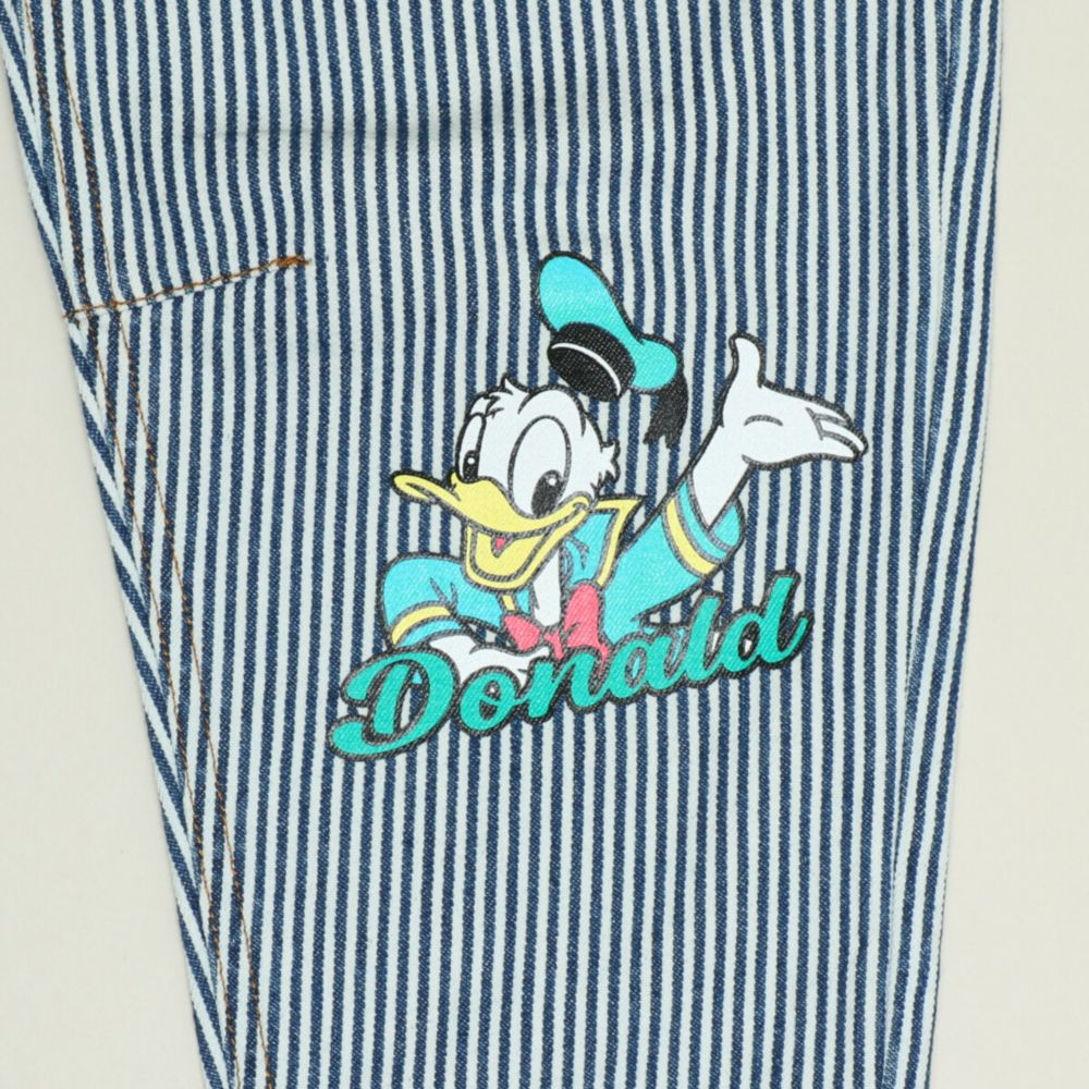 【ベビードール】ミッキー＆フレンズ デニムロングパンツ 1250K / ベビーサイズ キッズ ボトムス 長ズボン パンツ ヒッコリー ストライプ柄 デニム ジーンズ ジーパン テーパードパンツ ウエスト総ゴム ゴム穴付