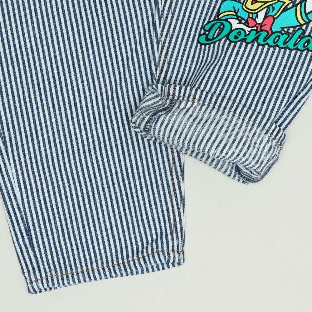 【ベビードール】ミッキー＆フレンズ デニムロングパンツ 1250K / ベビーサイズ キッズ ボトムス 長ズボン パンツ ヒッコリー ストライプ柄 デニム ジーンズ ジーパン テーパードパンツ ウエスト総ゴム ゴム穴付