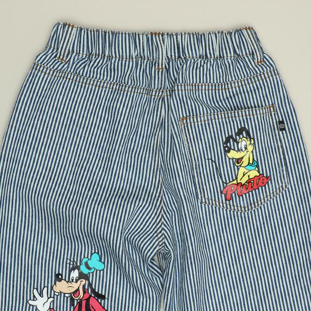 【ベビードール】ミッキー＆フレンズ デニムロングパンツ 1250K / ベビーサイズ キッズ ボトムス 長ズボン パンツ ヒッコリー ストライプ柄 デニム ジーンズ ジーパン テーパードパンツ ウエスト総ゴム ゴム穴付