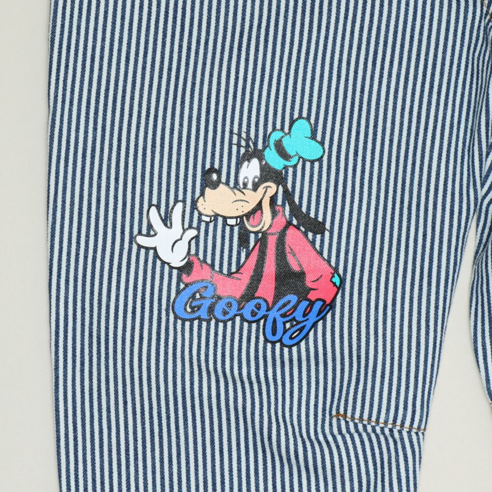 【ベビードール】ミッキー＆フレンズ デニムロングパンツ 1250K / ベビーサイズ キッズ ボトムス 長ズボン パンツ ヒッコリー ストライプ柄 デニム ジーンズ ジーパン テーパードパンツ ウエスト総ゴム ゴム穴付