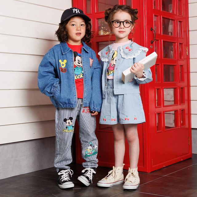 【ベビードール】ミニー デニムキュロットショートパンツ 1251K （トップス別売） / ベビーサイズ キッズ ボトムス 短パン ショーパン キュロット パンツスカート デニム ガーリー ウエスト総ゴム ゴム穴付