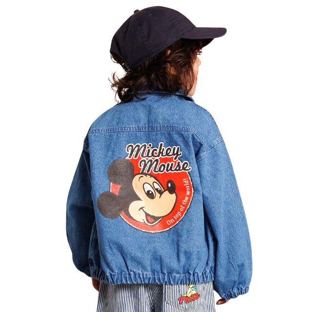 【ベビードール】ミッキー デニムジャケット 1252K / ベビーサイズ キッズ トップス アウター 羽織り ブルゾン ジャケット デニム 春秋