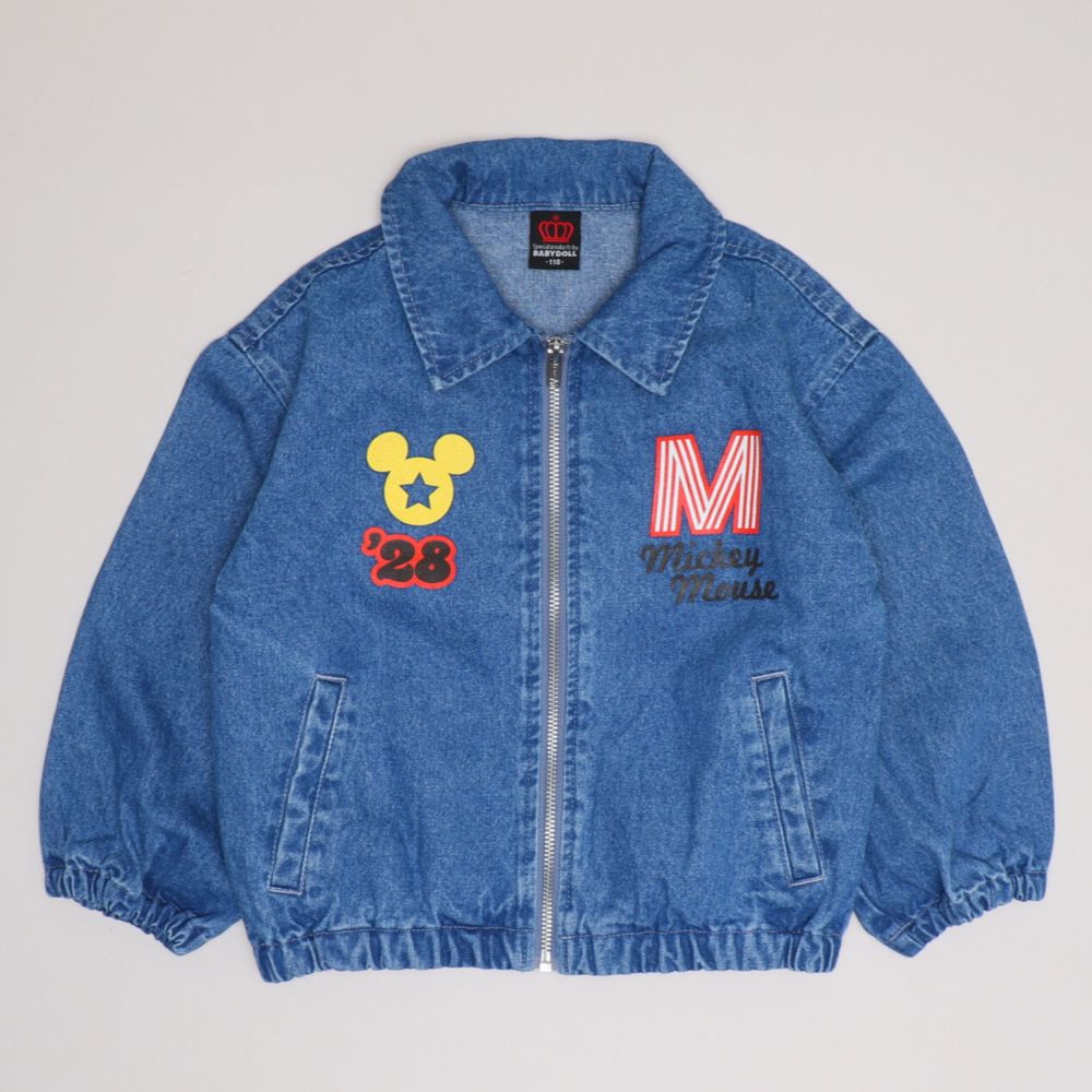 【ベビードール】ミッキー デニムジャケット 1252K / ベビーサイズ キッズ トップス アウター 羽織り ブルゾン ジャケット デニム 春秋
