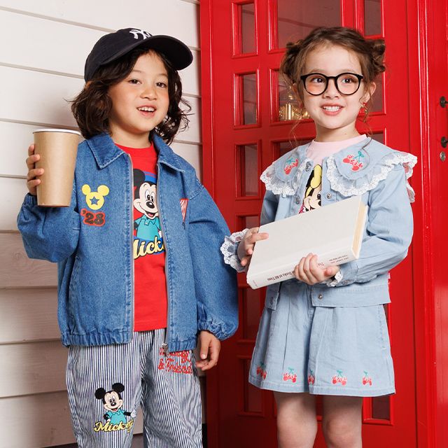 【ベビードール】ミッキー デニムジャケット 1252K / ベビーサイズ キッズ トップス アウター 羽織り ブルゾン ジャケット デニム 春秋