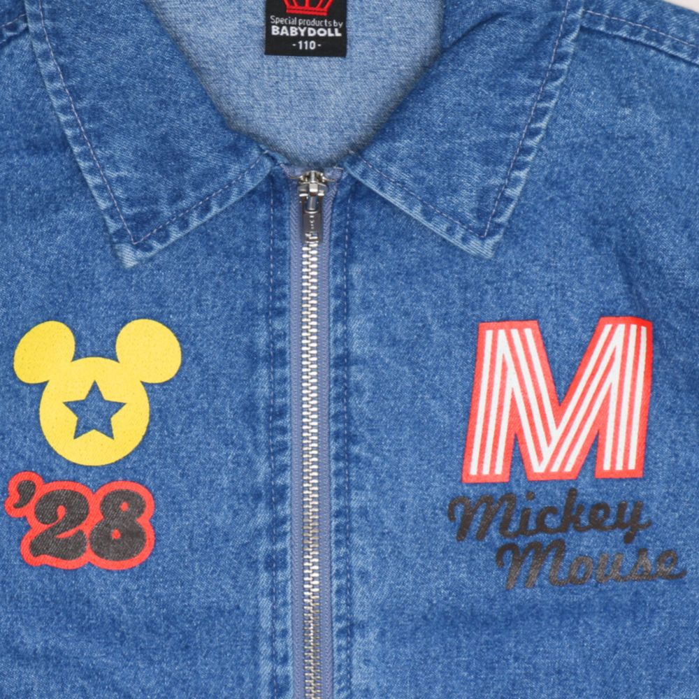 【ベビードール】ミッキー デニムジャケット 1252K / ベビーサイズ キッズ トップス アウター 羽織り ブルゾン ジャケット デニム 春秋