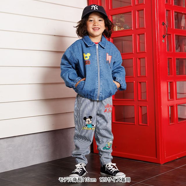 【ベビードール】ミッキー デニムジャケット 1252K / ベビーサイズ キッズ トップス アウター 羽織り ブルゾン ジャケット デニム 春秋