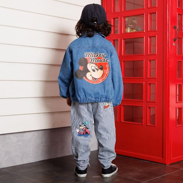 【ベビードール】ミッキー デニムジャケット 1252K / ベビーサイズ キッズ トップス アウター 羽織り ブルゾン ジャケット デニム 春秋