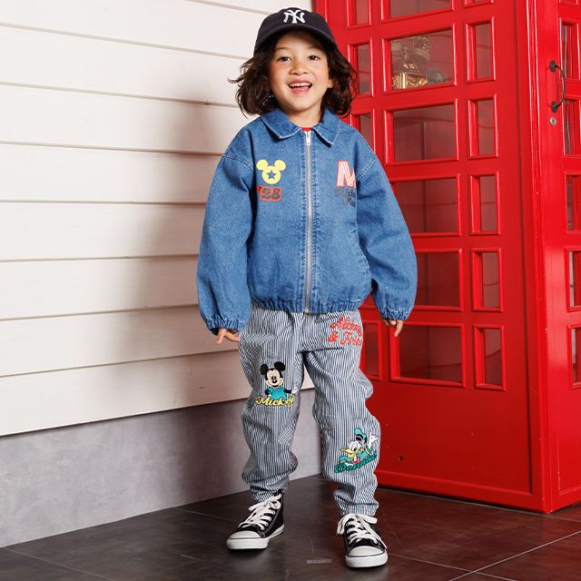 【ベビードール】ミッキー デニムジャケット 1252K / ベビーサイズ キッズ トップス アウター 羽織り ブルゾン ジャケット デニム 春秋
